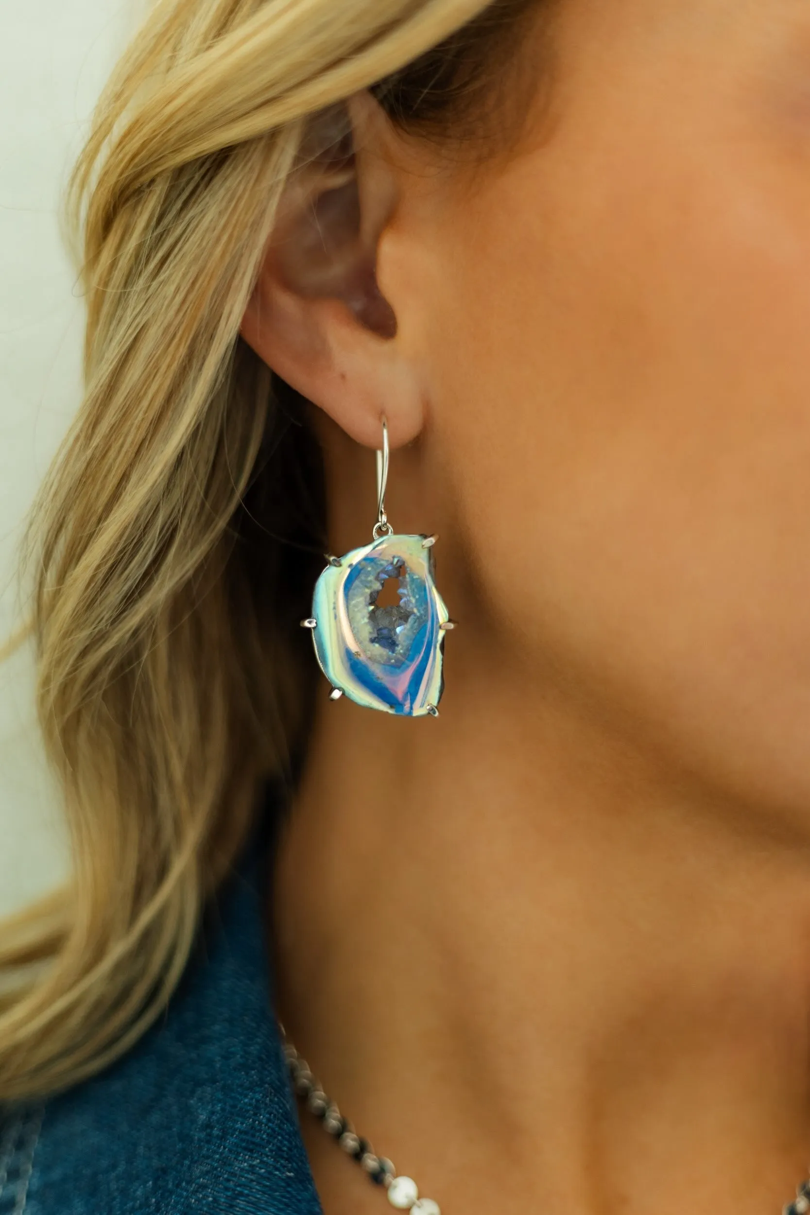 Calm Is My Strength Agate Geode Druzy Earrings