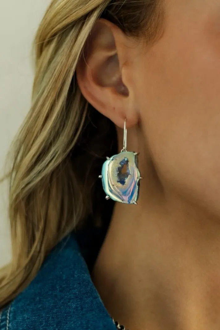 Calm Is My Strength Agate Geode Druzy Earrings