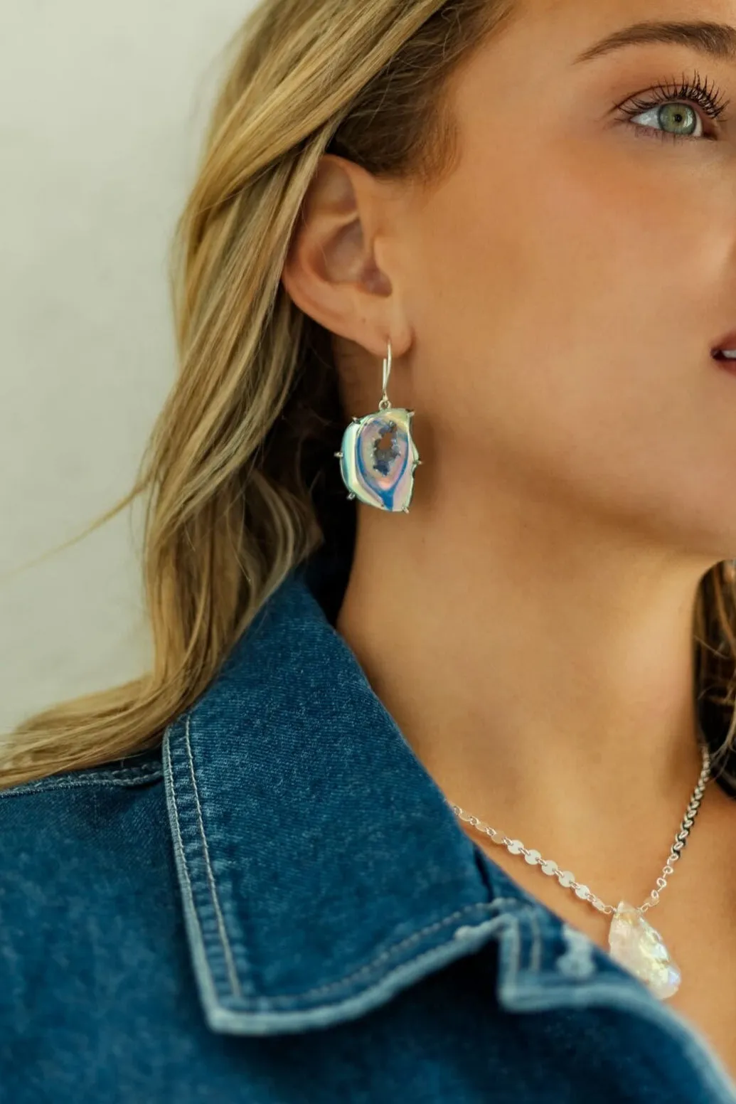 Calm Is My Strength Agate Geode Druzy Earrings