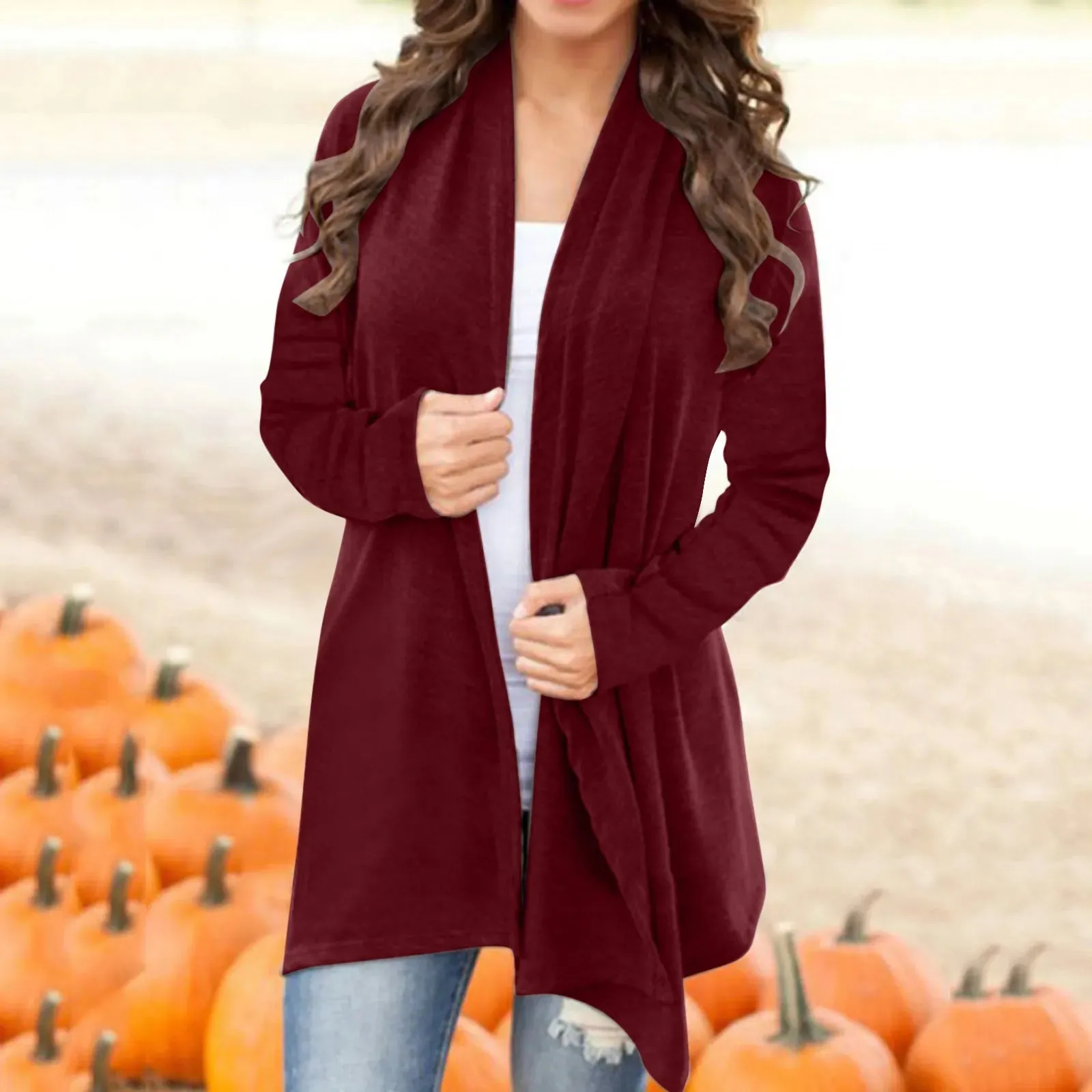 Cardigans For Women Trendy Plus Size Autumn Women Cardigan Lightweight Long Sleeve Kimono Cardigan Front Open Women Clothing