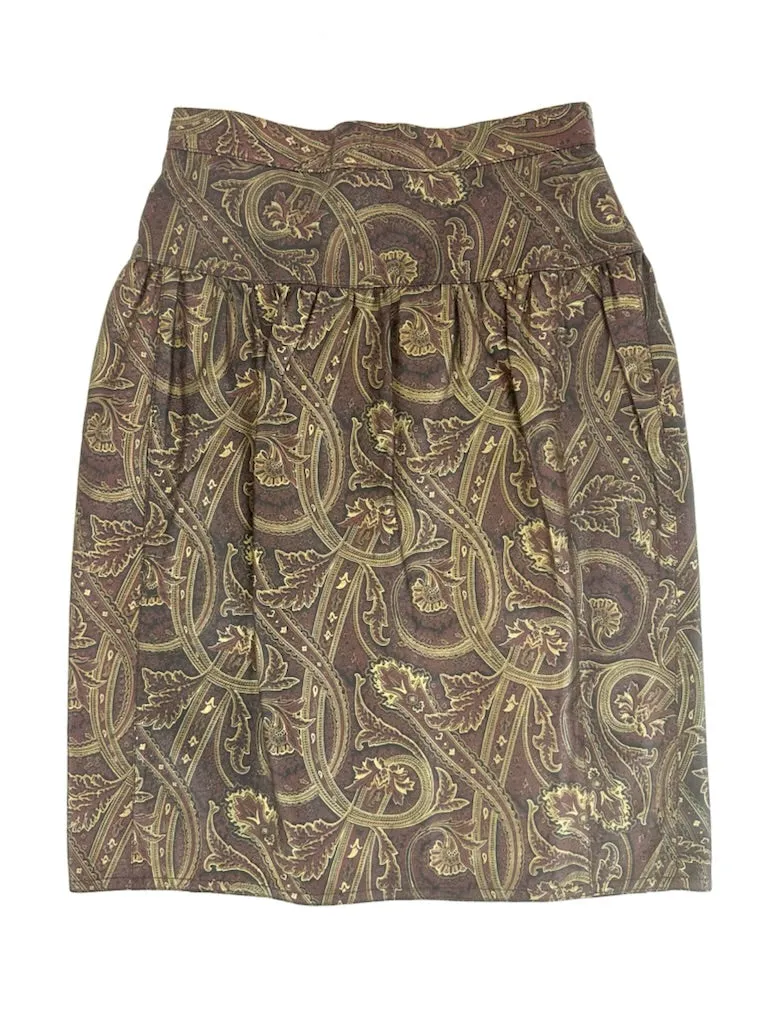 Carlos Falchi Leather Printed Skirt