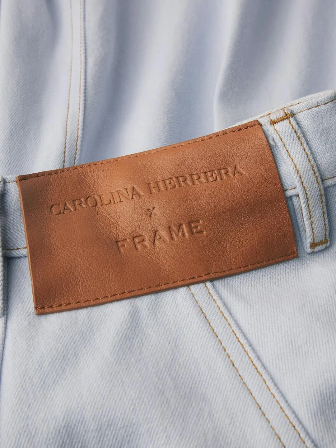 Carolina Herrera x Frame the Denim Ball Skirt in Celeste