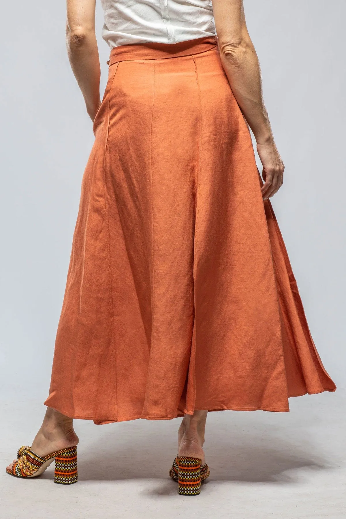 Casandra Wrap Linen Skirt In Persimmons
