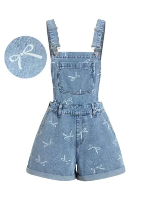 Casual Denim Overall – High Waist Buttons & Pockets – Blue