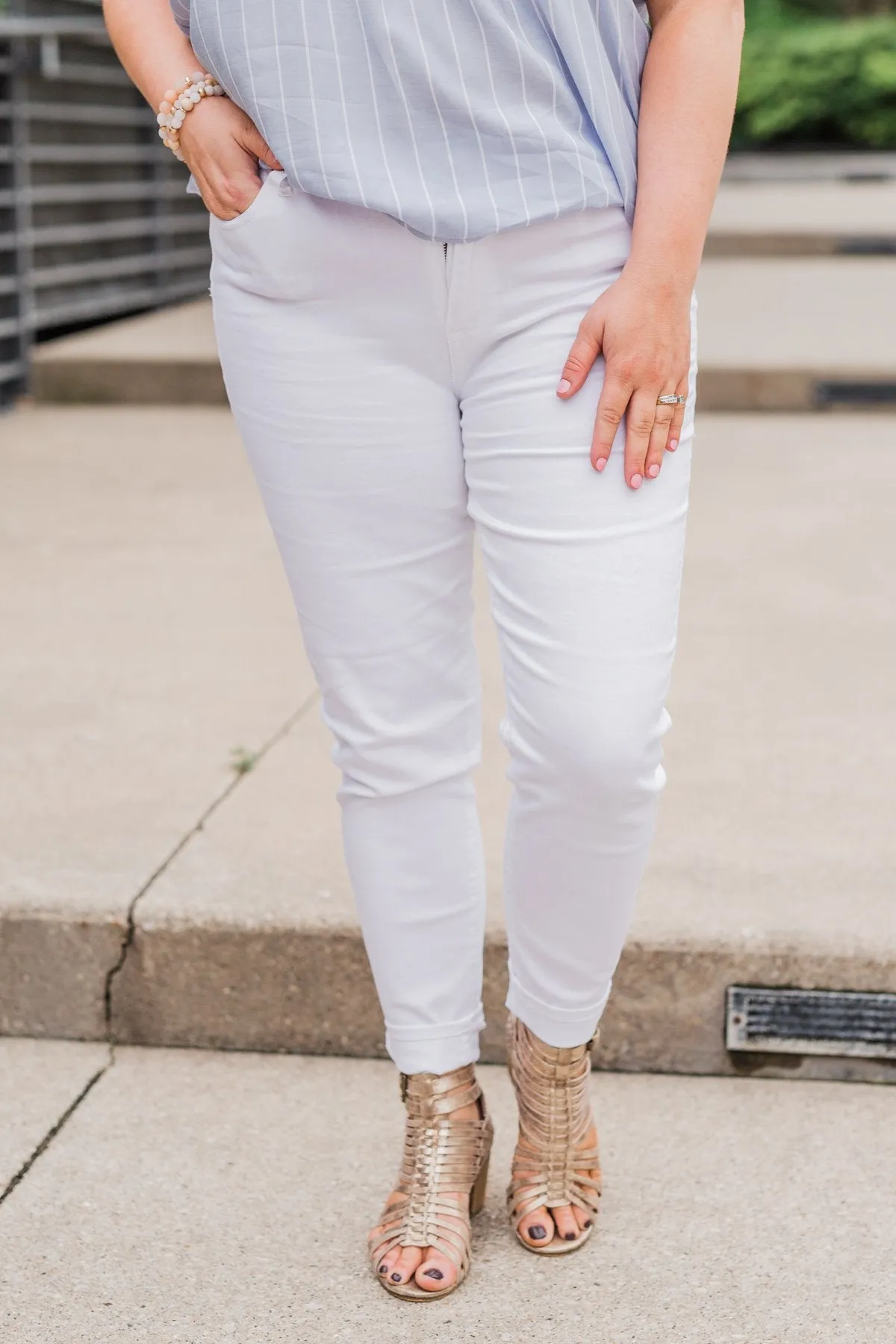 Celebrity Pink Ankle Skinny Jeans- White