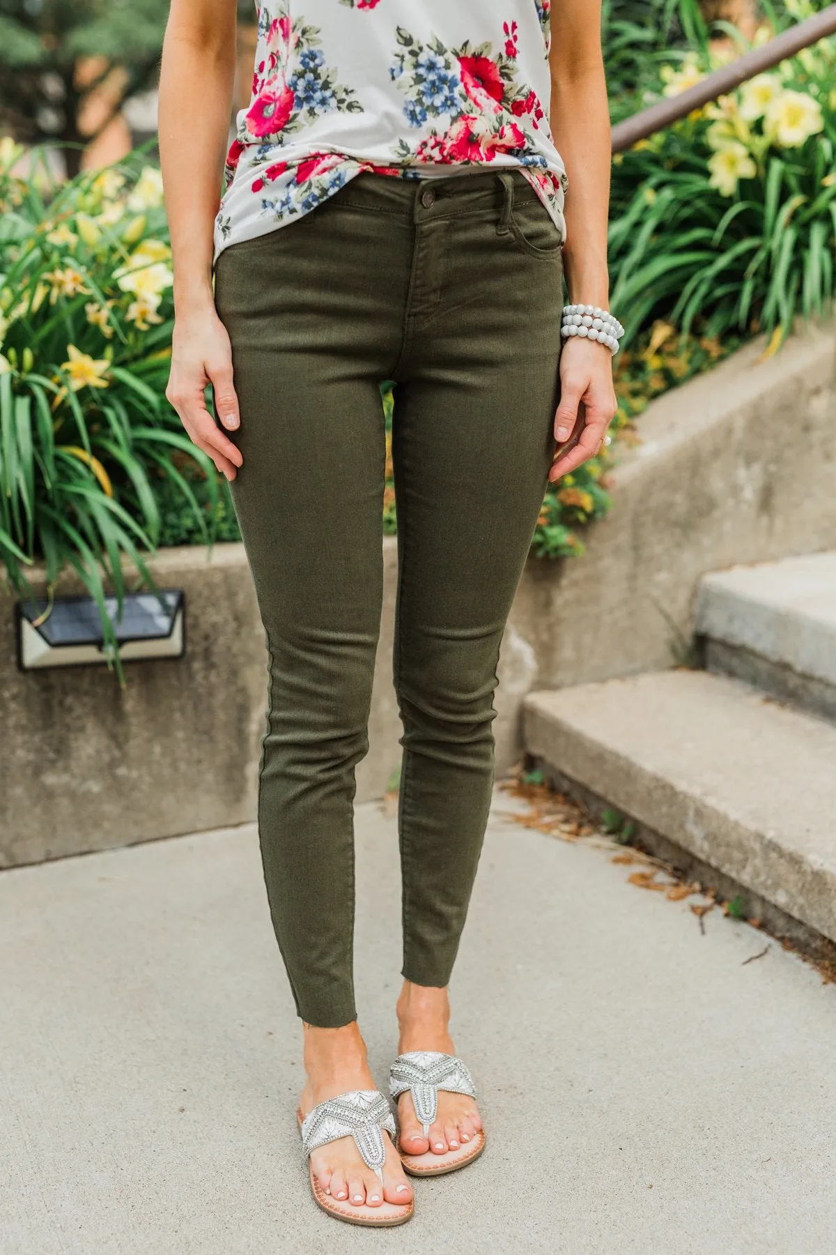 Cello Colored Skinny Jeans- Olive