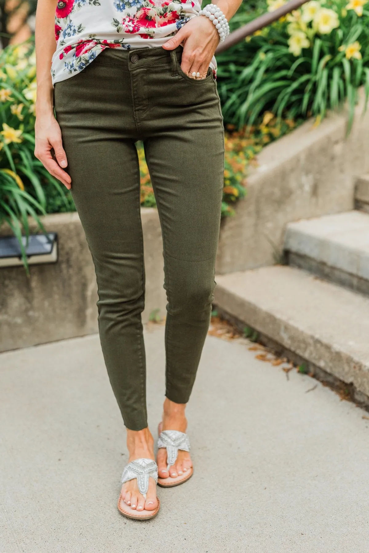 Cello Colored Skinny Jeans- Olive