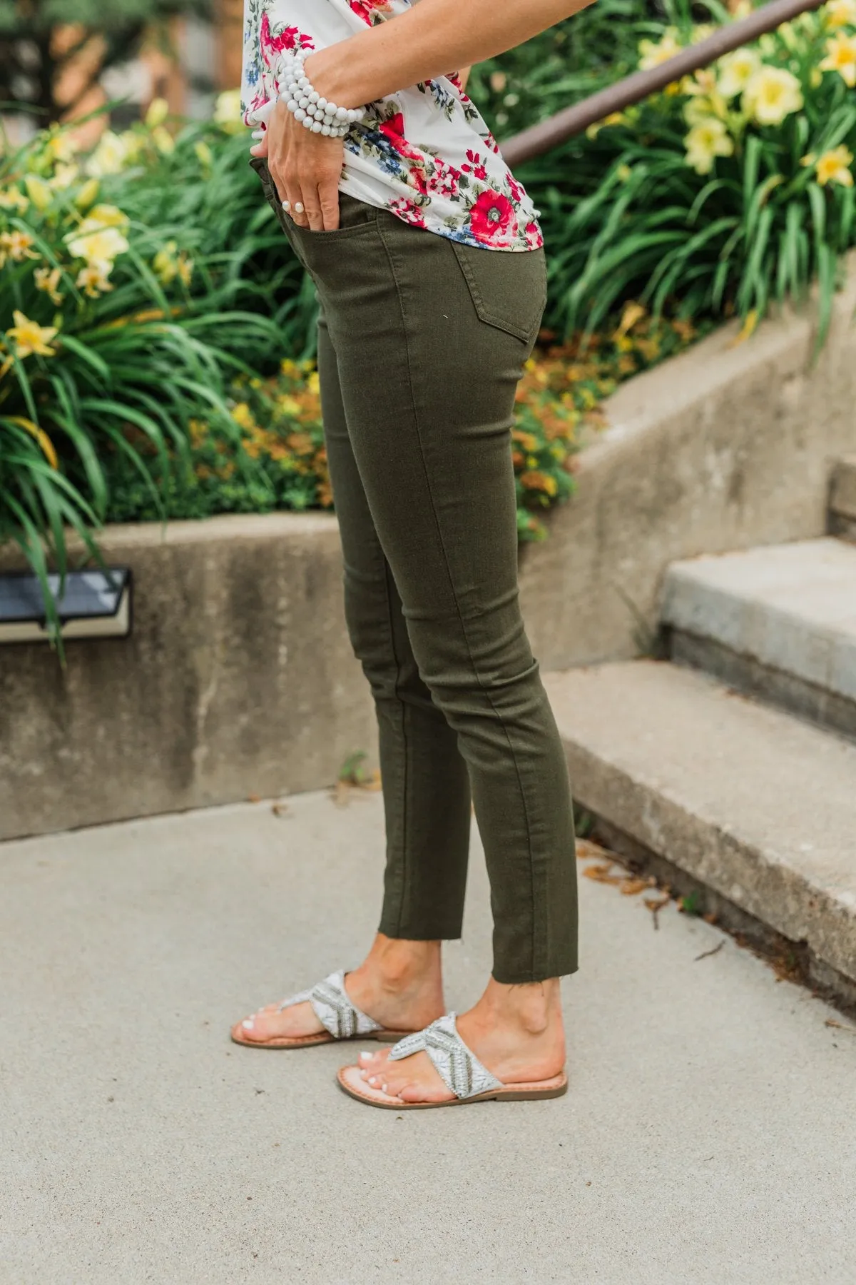 Cello Colored Skinny Jeans- Olive