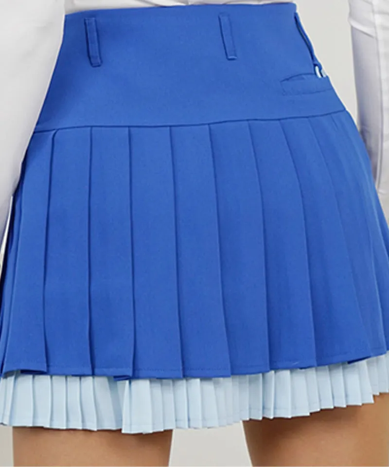 CHUCUCHU Logo Double Pleated Skirt - Blue
