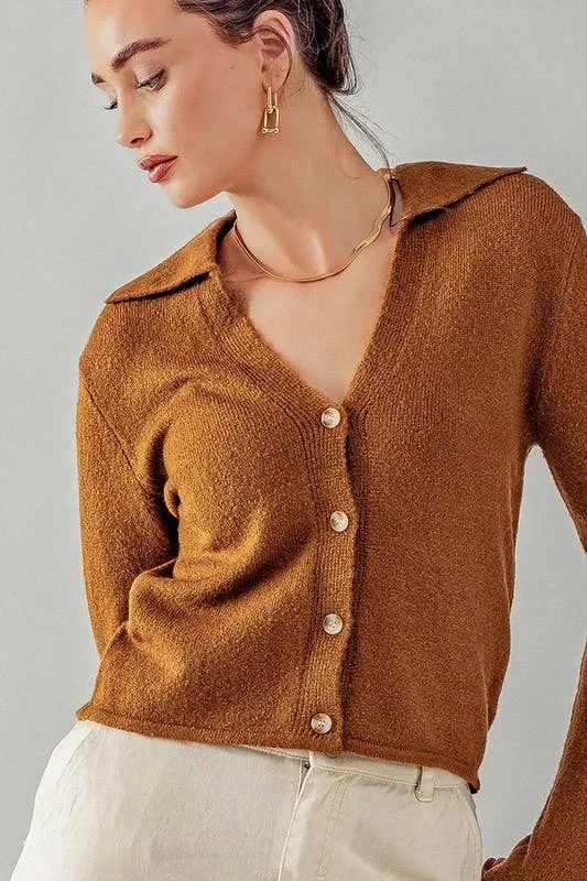 Collard Button Down Cardigan