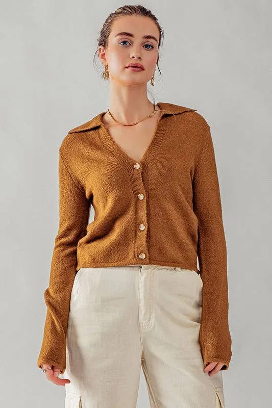 Collard Button Down Cardigan