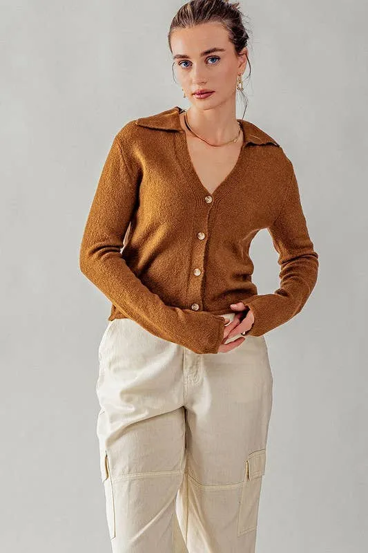 Collard Button Down Cardigan