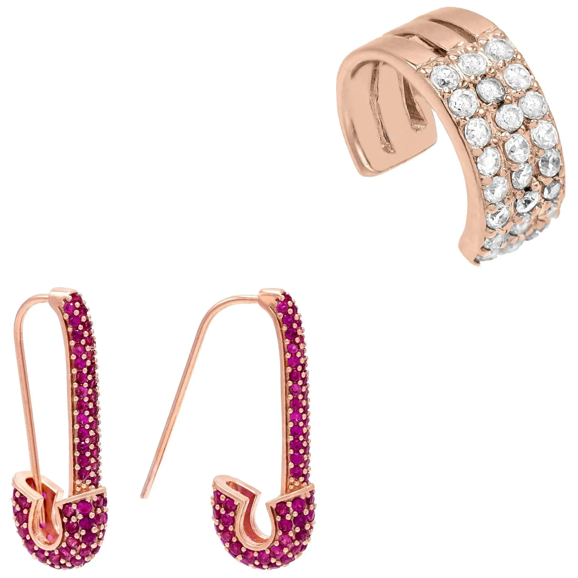 Colored Safety Pin Earring Combo Set