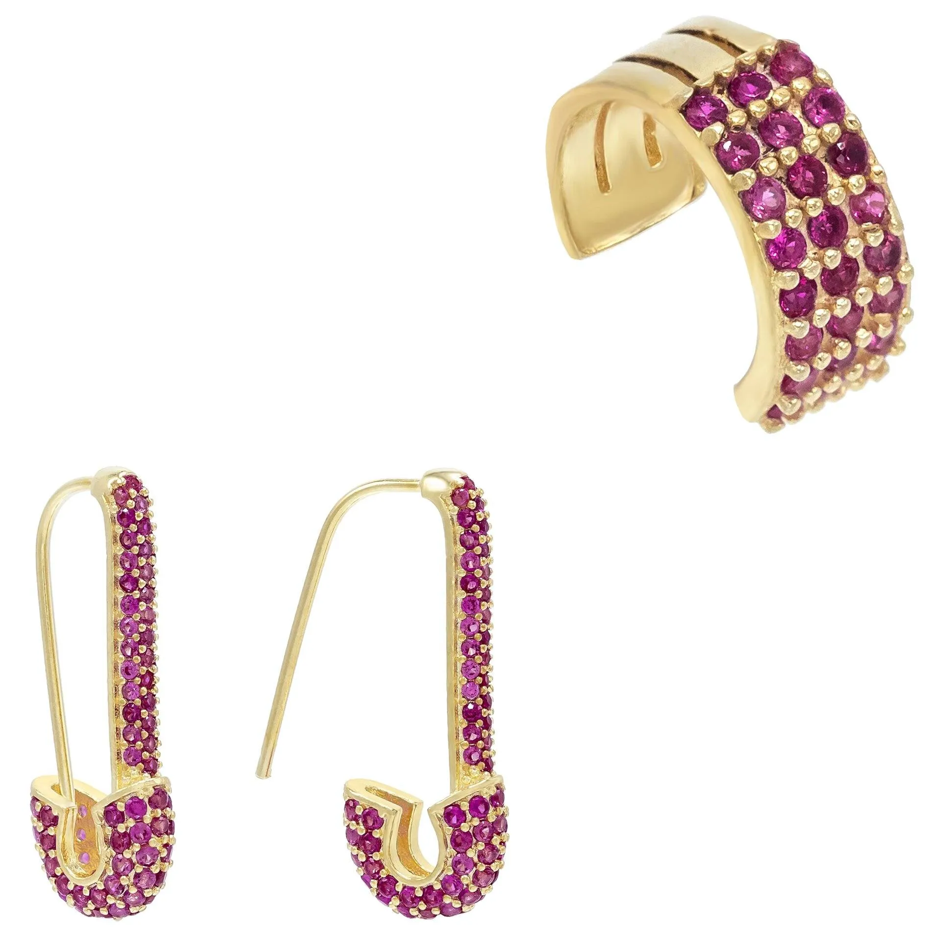 Colored Safety Pin Earring Combo Set