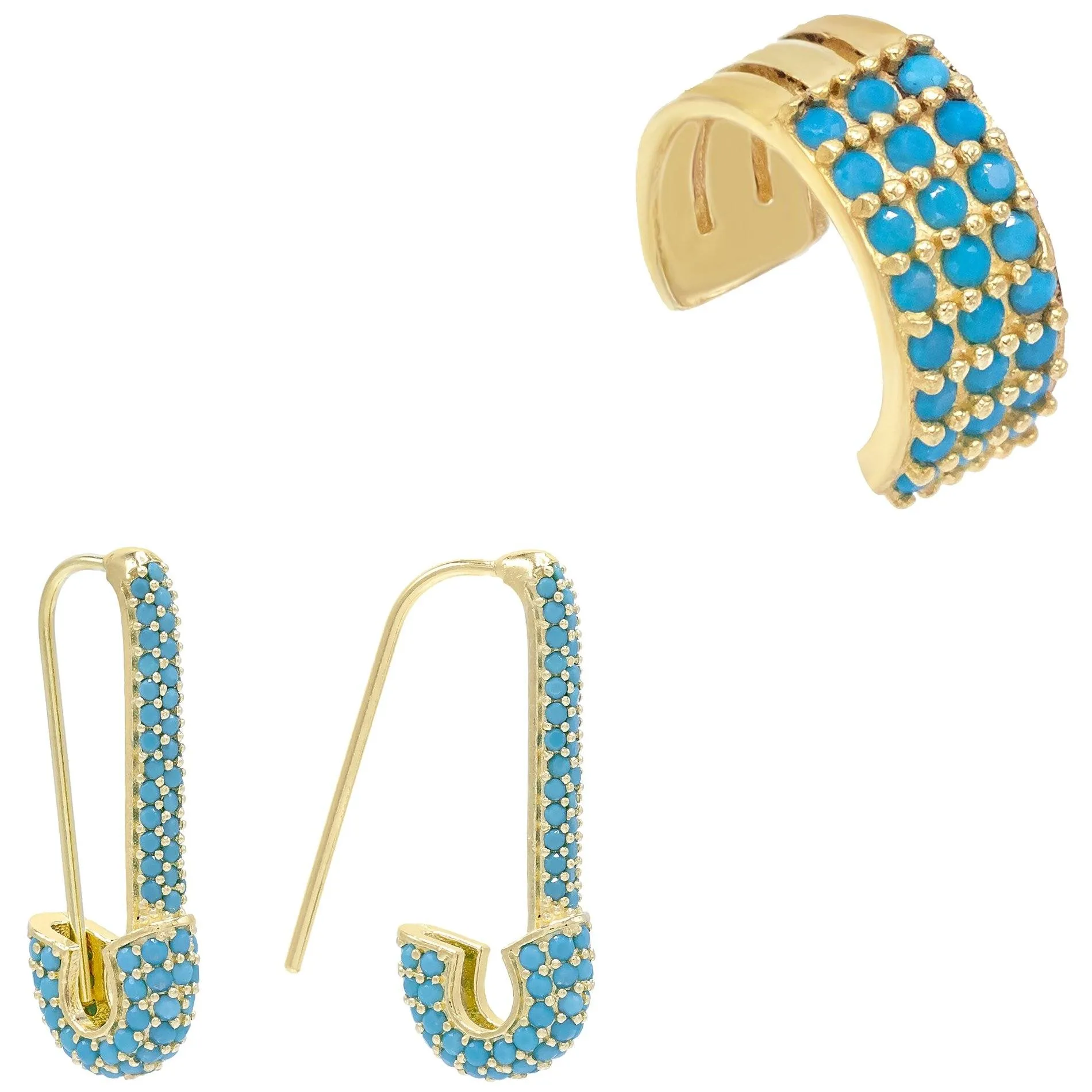 Colored Safety Pin Earring Combo Set