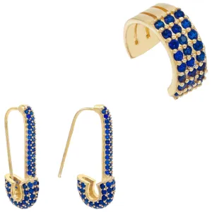 Colored Safety Pin Earring Combo Set
