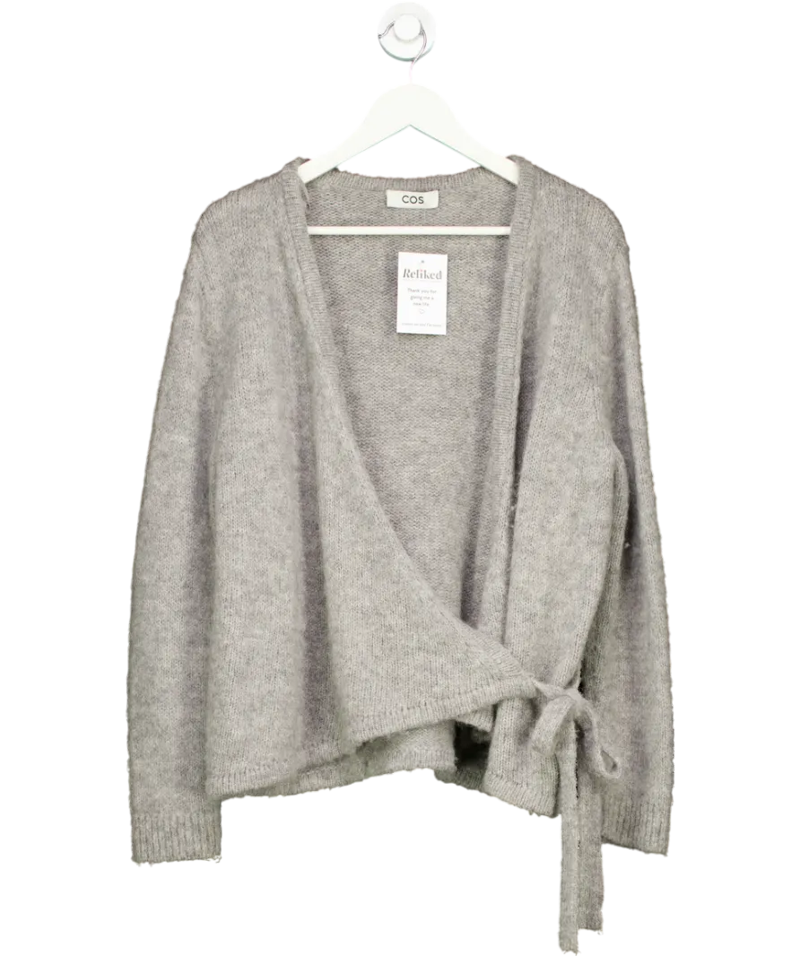 cos Grey Wool Blend Wrap Cardigan UK M