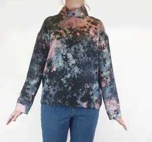 Cos pink and blue paint splatter long sleeve top size 42, best fits AU12