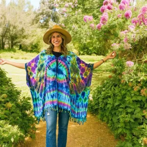 Cosmic Rainbow Tie Dye Poncho Cardigan Cover Up