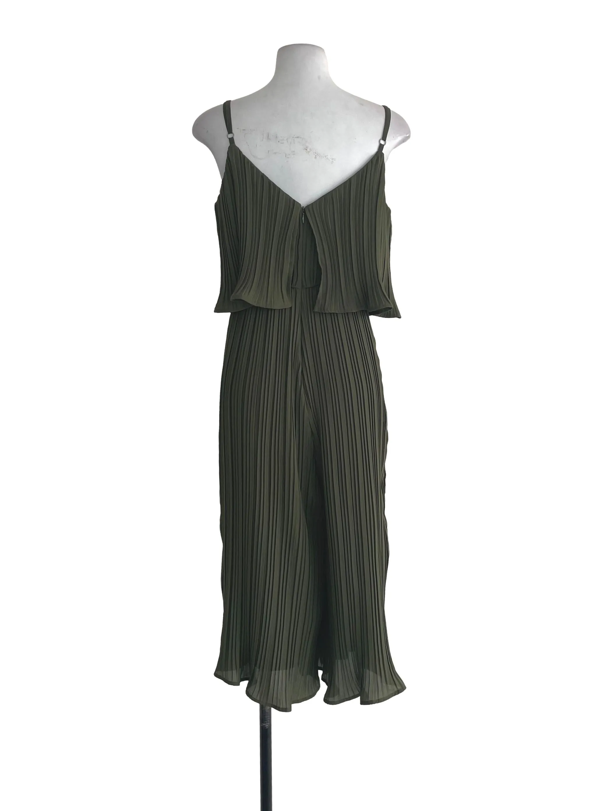 Crocodile Green Accordion Off Shoulder Jumpsuit