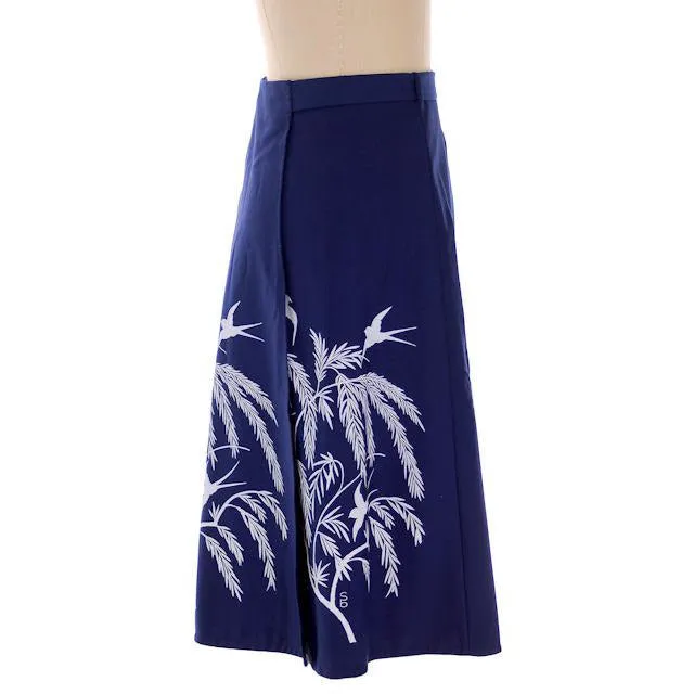 Cute Vintage Wrap Skirt The Bagshaws Navy Blue w/White Print 1970s S Womens