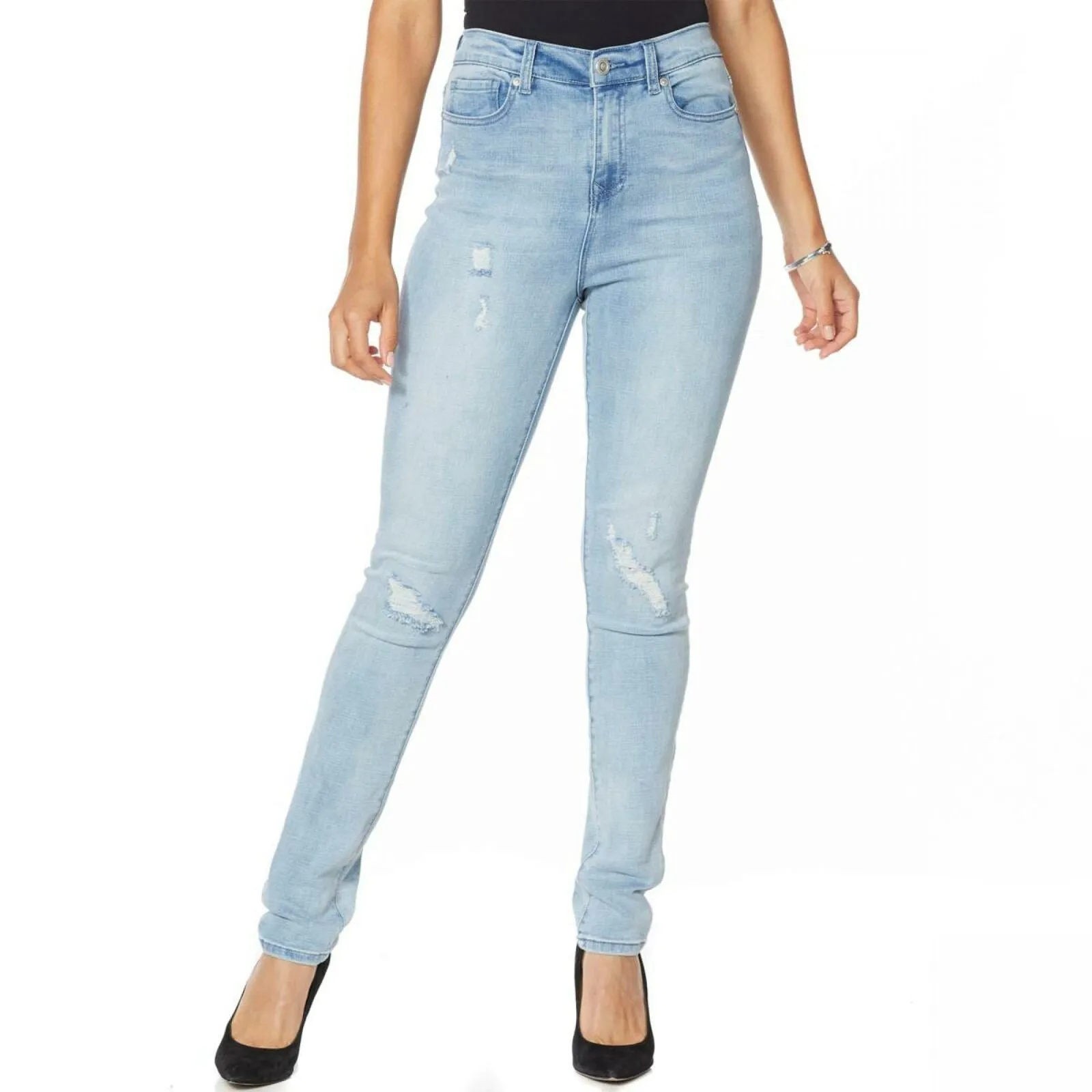 DG2 by Diane Gilman Destructed Skinny Jean Chambray Plus 16W