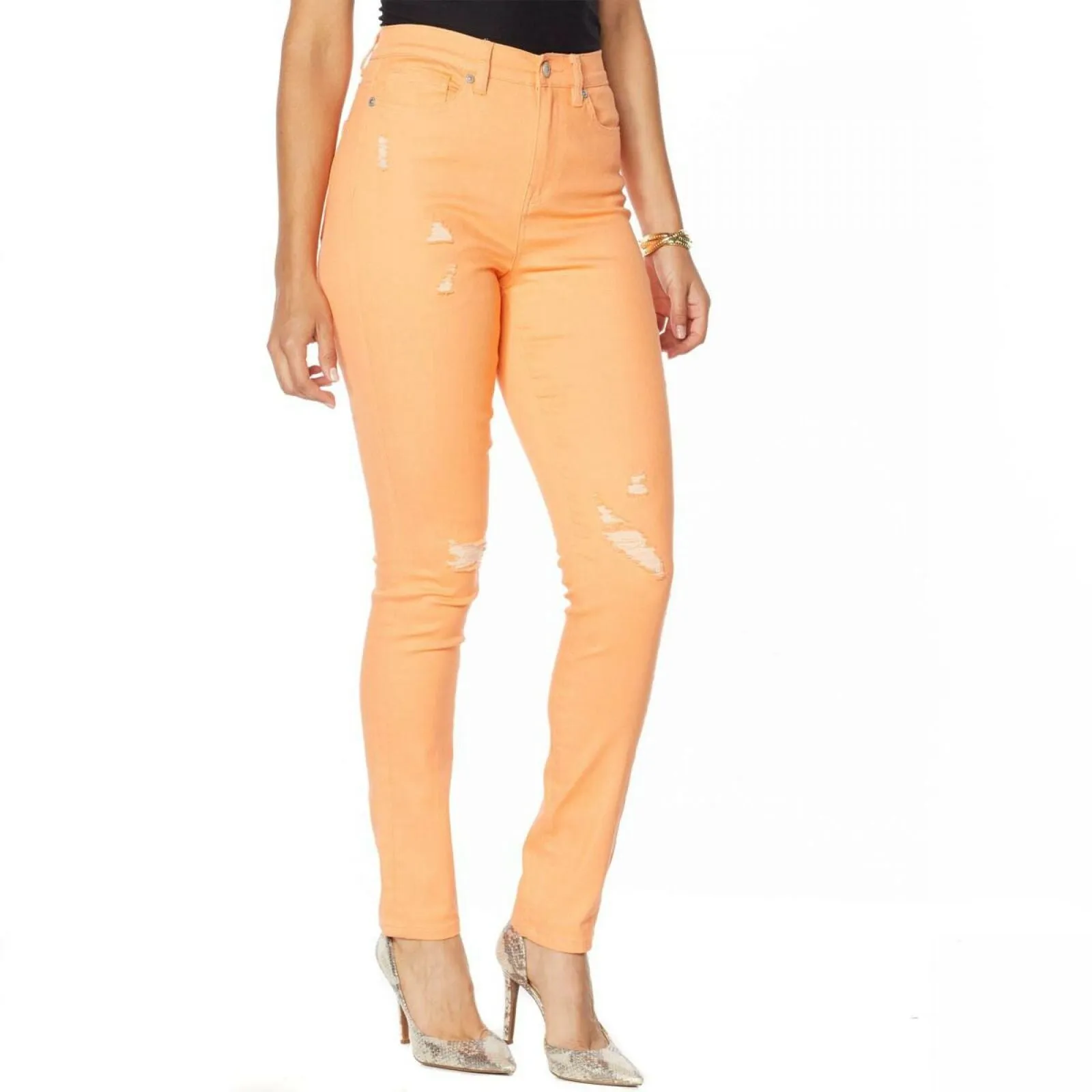 DG2 by Diane Gilman Women's Virtual Stretch Destructed Skinny Jeans