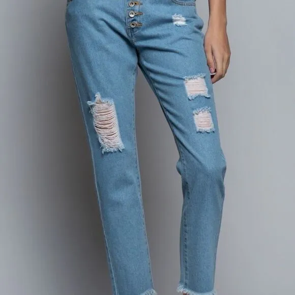 𝅺distressed Jeans Low-rise 5-button denim