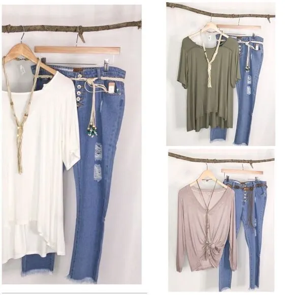 𝅺distressed Jeans Low-rise 5-button denim