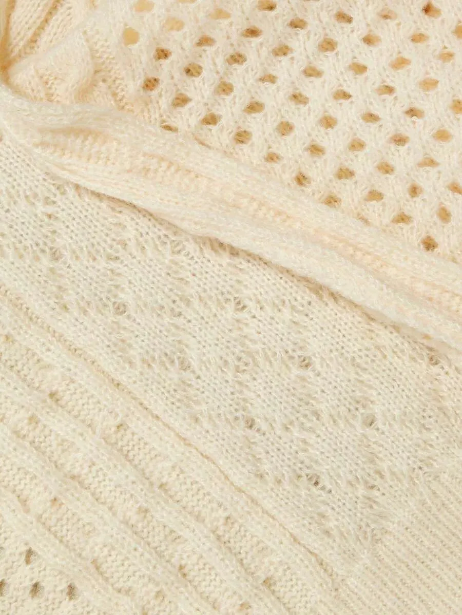 Donatella Crochet Knit Cardigan Sweater in Yellow