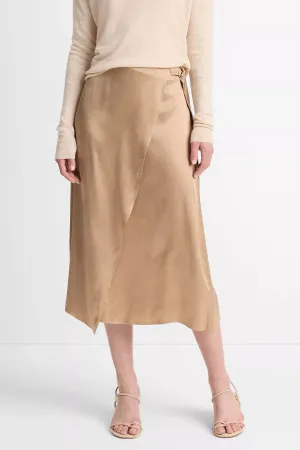 Draped D-Ring Wrap Skirt in Rye