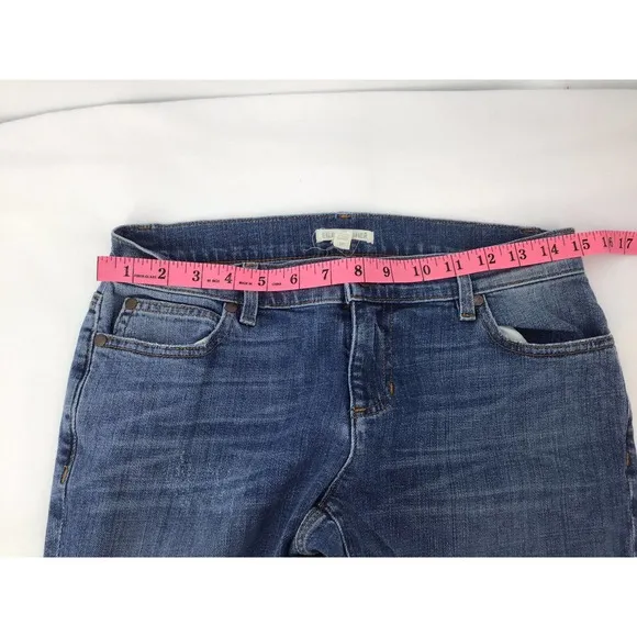 Eileen Fisher Jeans Organic Cotton Blue Denim Lightly Distressed