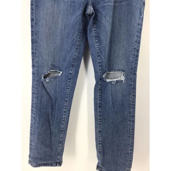 Eileen Fisher Jeans Organic Cotton Blue Denim Lightly Distressed