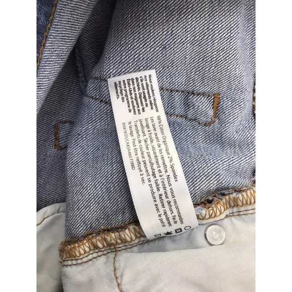 Eileen Fisher Jeans Organic Cotton Blue Denim Lightly Distressed