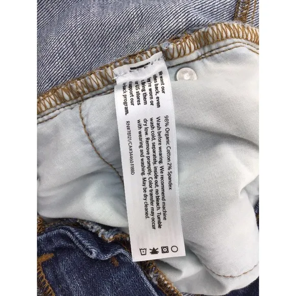 Eileen Fisher Jeans Organic Cotton Blue Denim Lightly Distressed