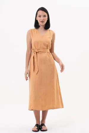 Eva Linen Midi Dress Light Orange