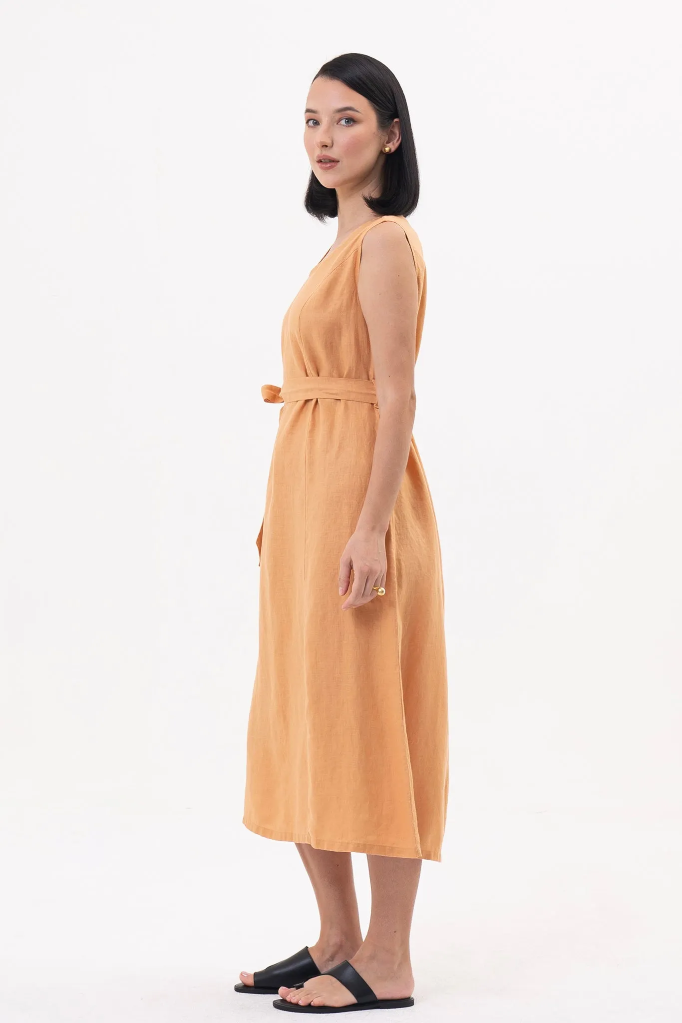 Eva Linen Midi Dress Light Orange