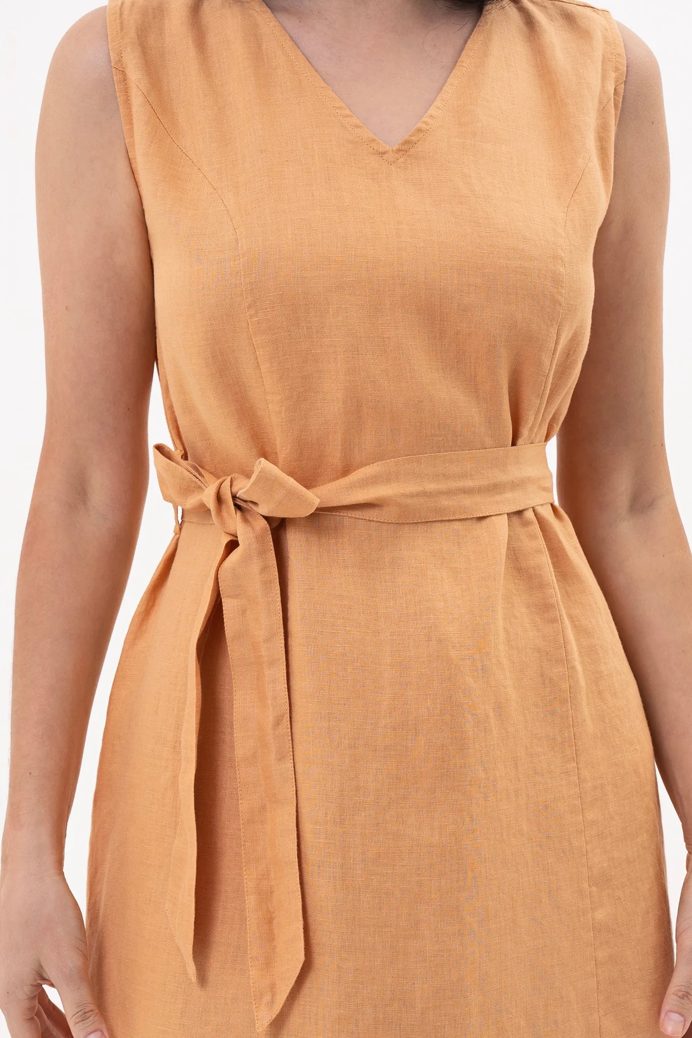 Eva Linen Midi Dress Light Orange