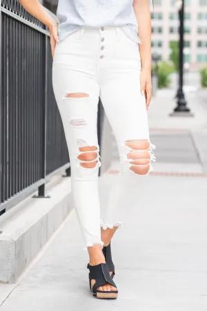 Exhilaration High Rise Button Fly Ankle Skinny