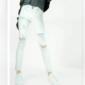 Express Ankle Legging Mid Rise Distressed White Jean Raw Distressed Hem Sz 10 NW