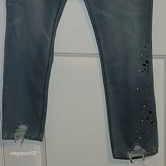 Express Light Blue wash Stretch Ankle legging Super High rise Jeans Sz: 18 L NWT