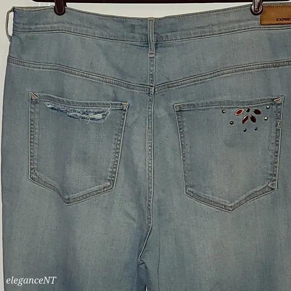 Express Light Blue wash Stretch Ankle legging Super High rise Jeans Sz: 18 L NWT