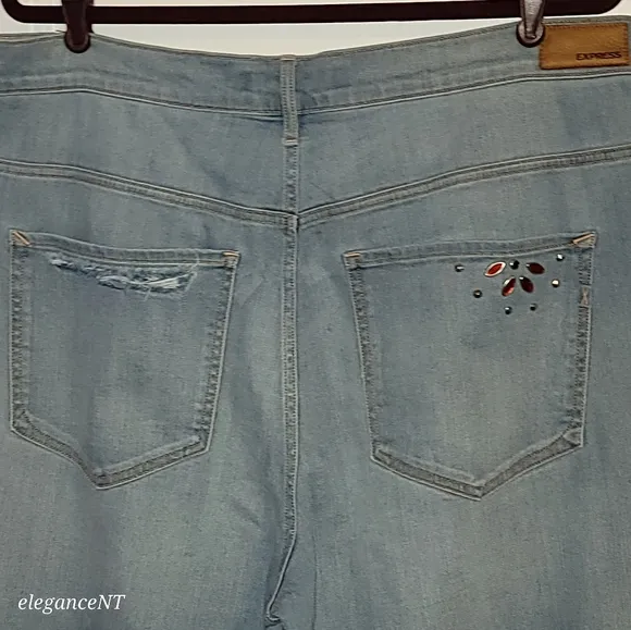 Express Light Blue wash Stretch Ankle legging Super High rise Jeans Sz: 18 L NWT