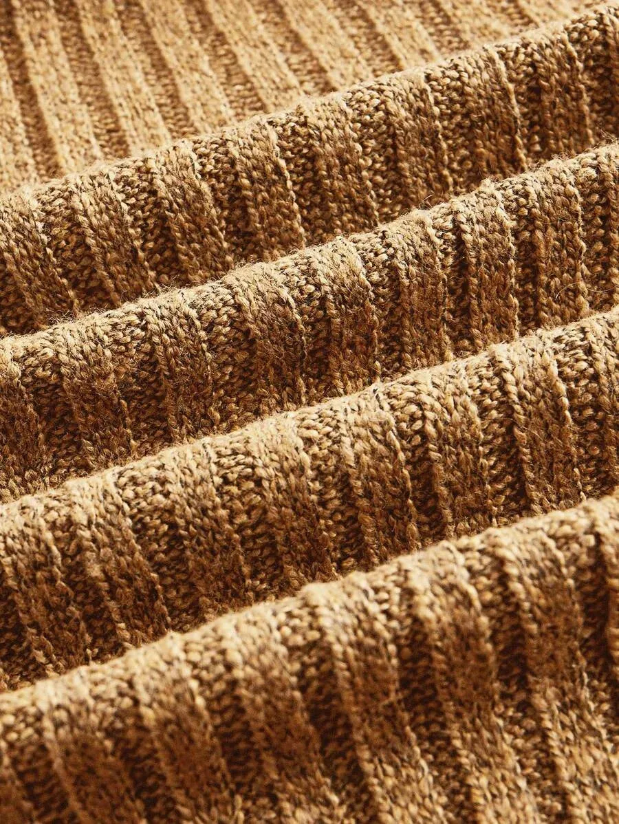 Federica Luxurious Knit Maxi Cardigan with Fringed Trim in Brown