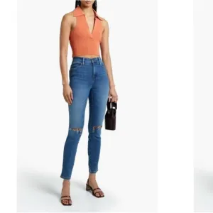 FRAME Le High Skinny Jeans Distressed