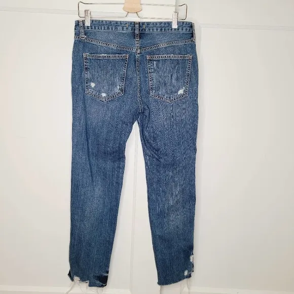 Free People Distressed Button Fly Boyfriend Jeans