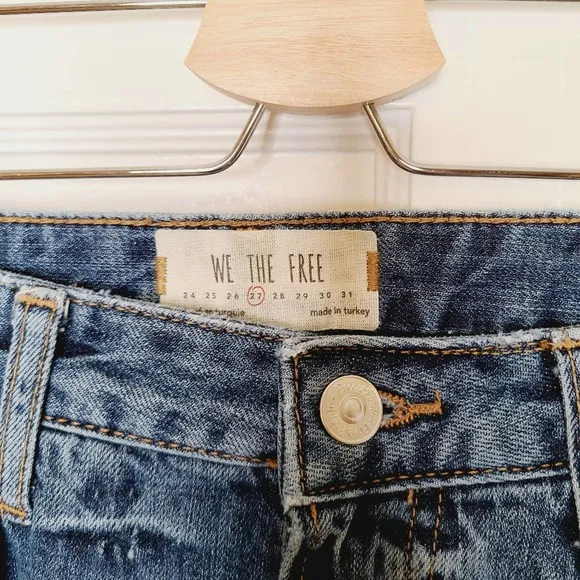 Free People Distressed Button Fly Boyfriend Jeans