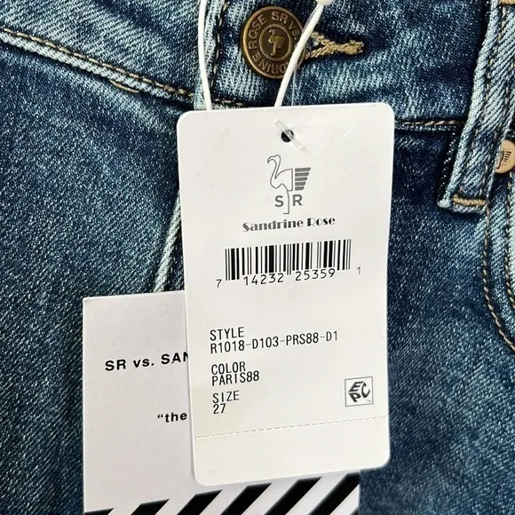Free People Sandrine Rose The Virgin Label Distressed Jeans Size 27