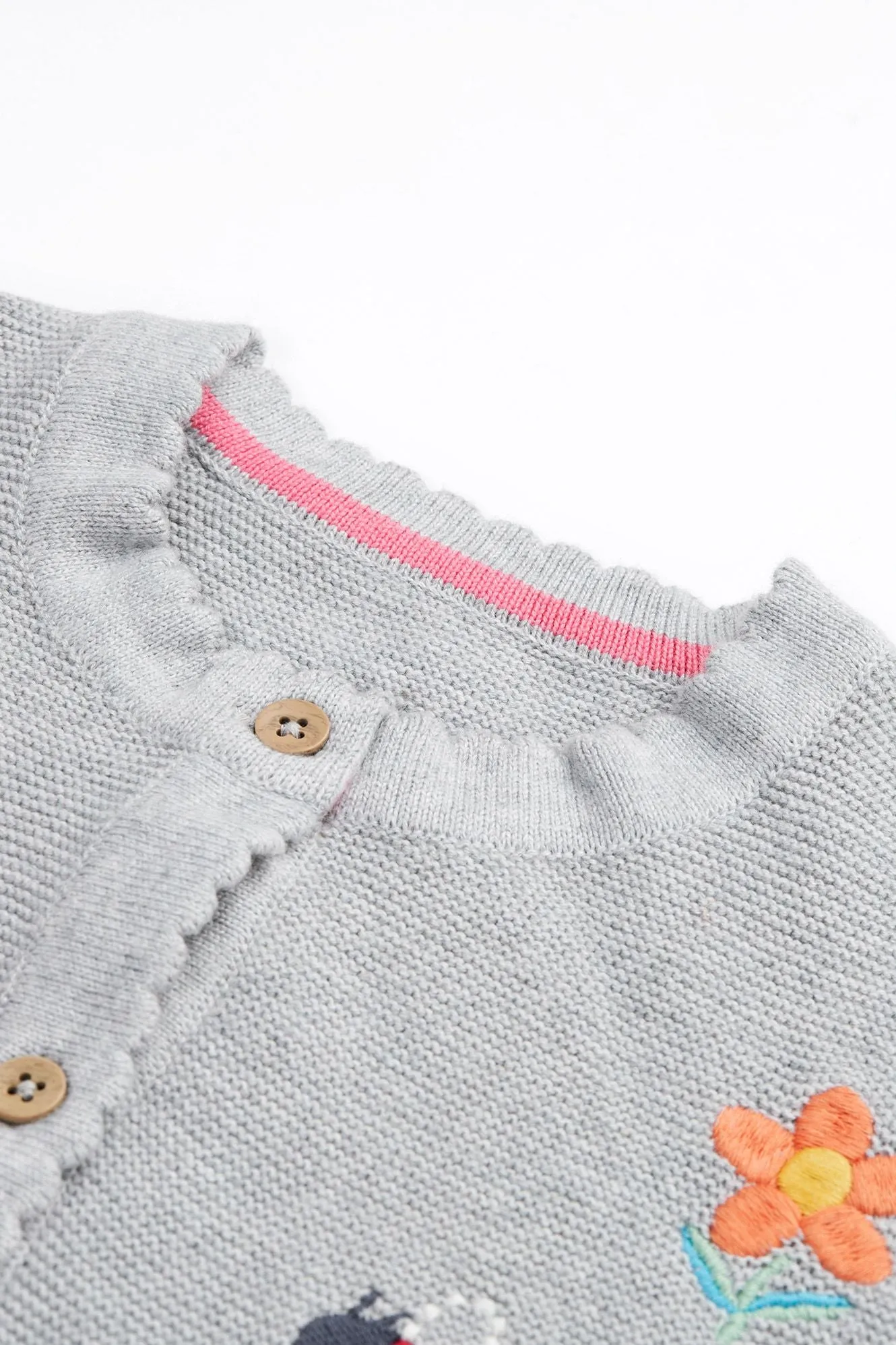 Frugi Maia Cardigan Grey Marl Flowers