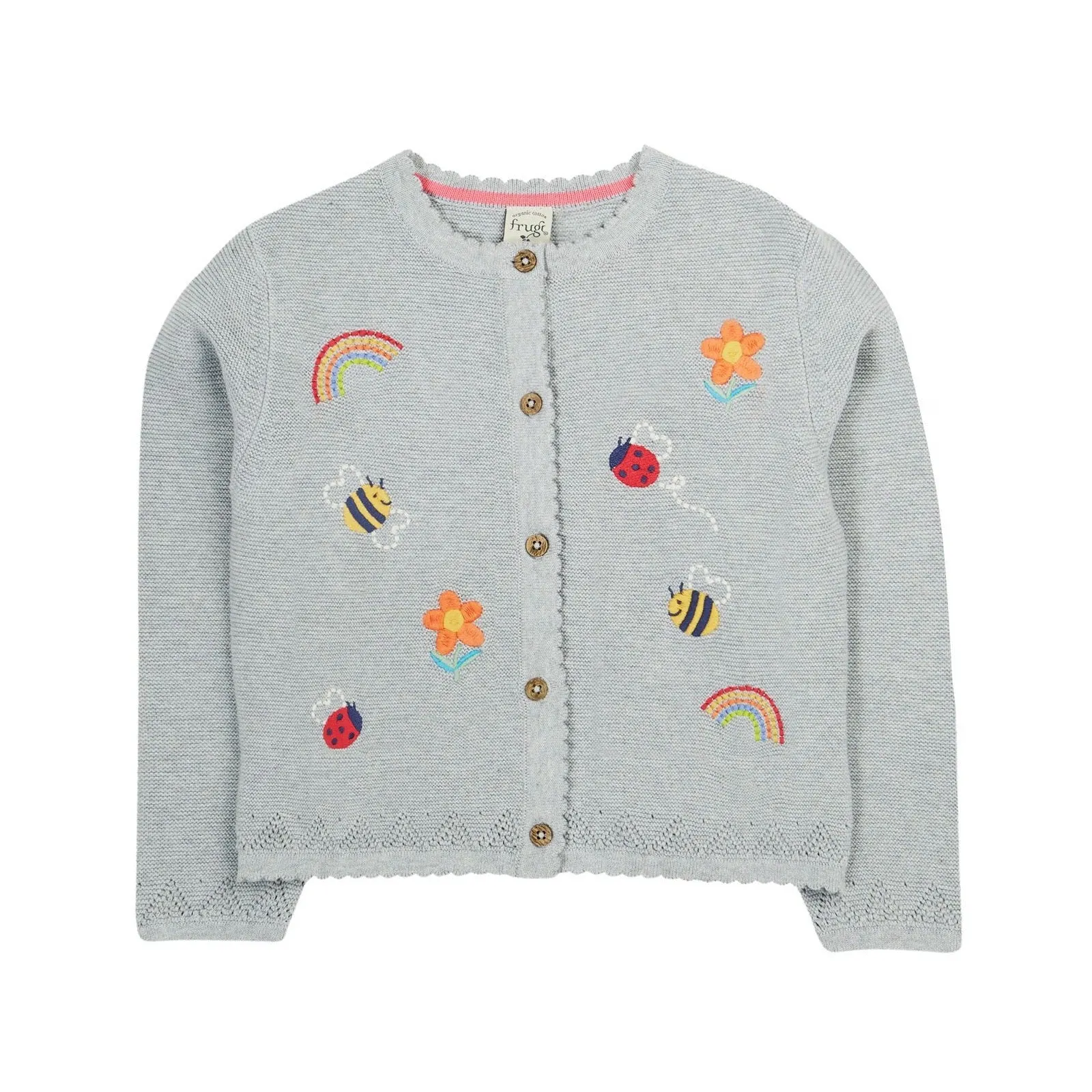 Frugi Maia Cardigan Grey Marl Flowers
